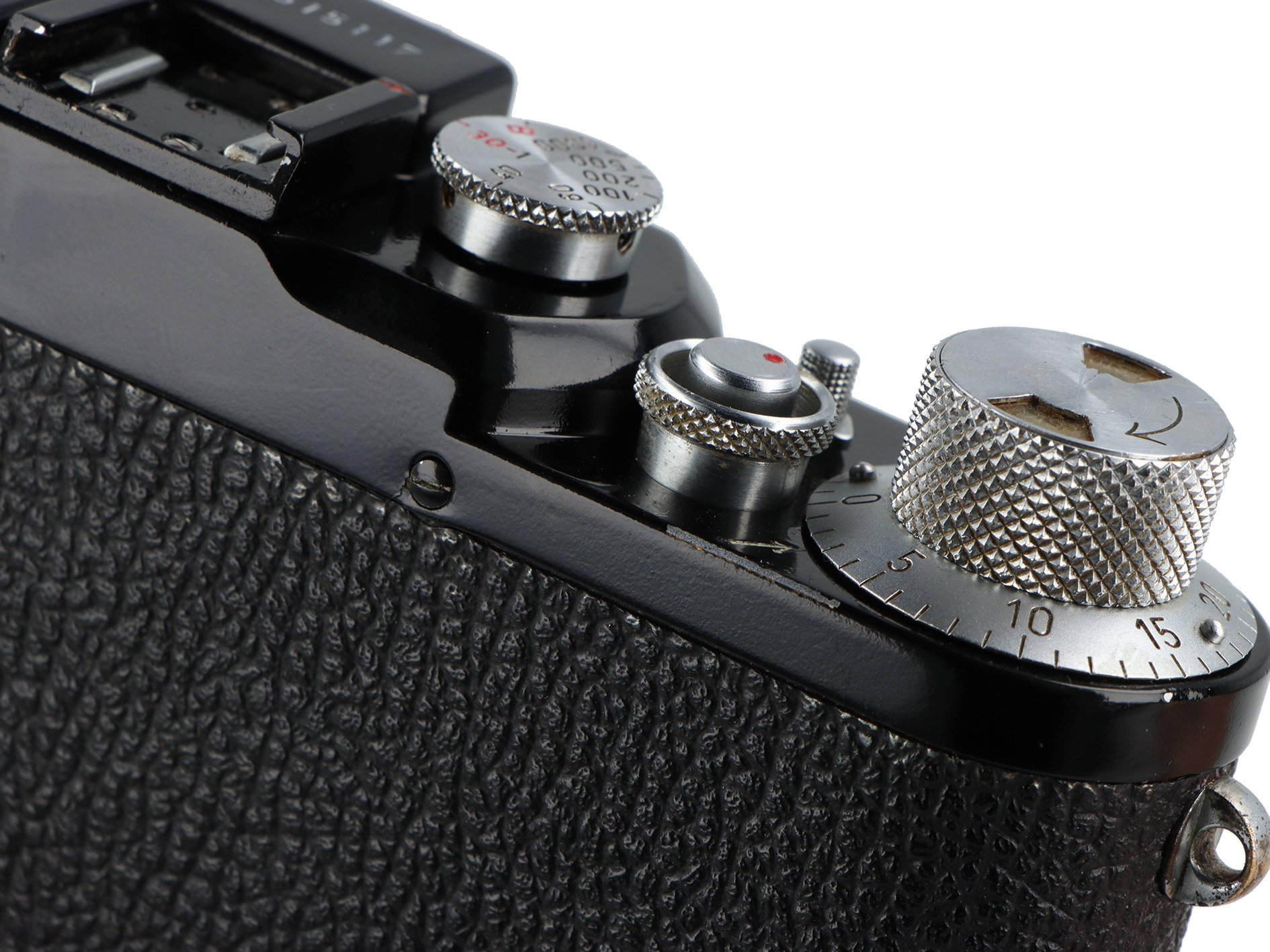 Leica IIIC ridipinta di nero + Elmar 50mm 3,5 argento (10064) Leica IIIC ridipinta di nero + Elmar 50mm 3,5 argento (10064)