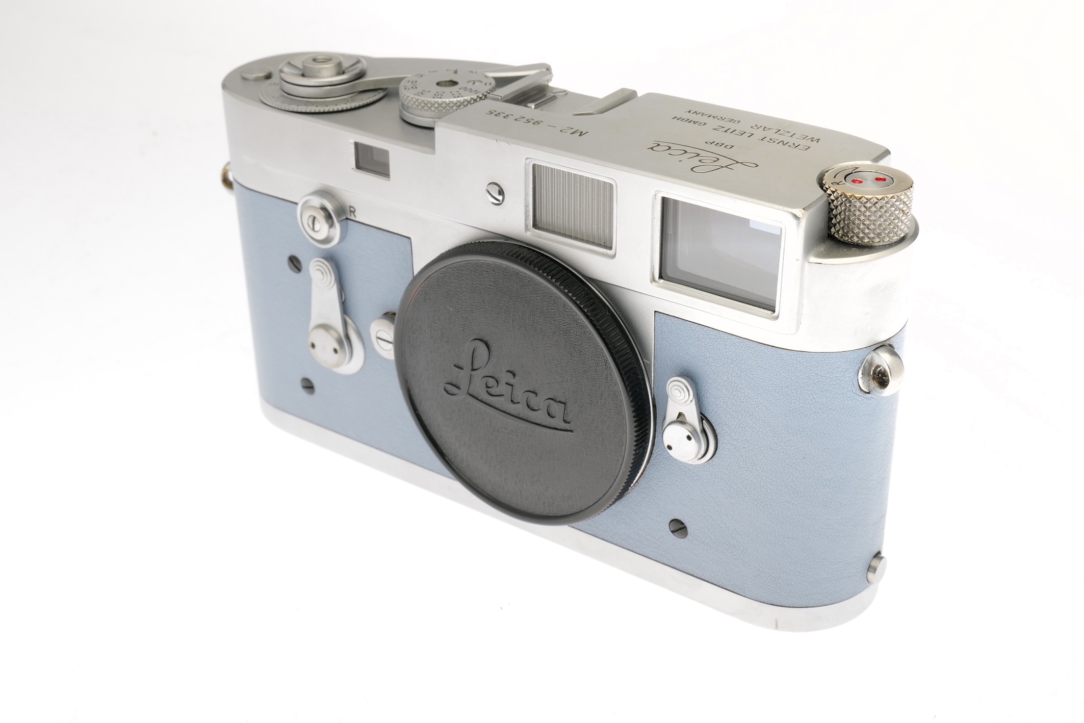 Leica M2 silbern verchromt Sonderbelederung Press Button