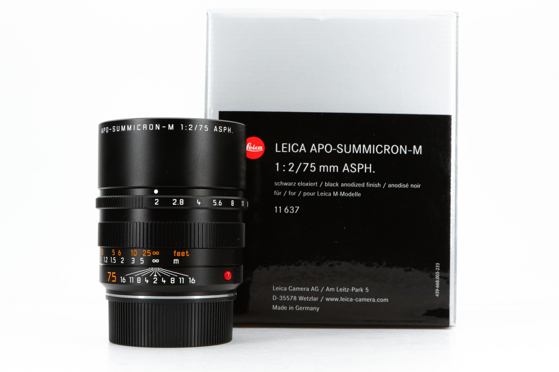 LEICA APO-Summicron-M 2.0/75mm ASPH. schwarz eloxiert