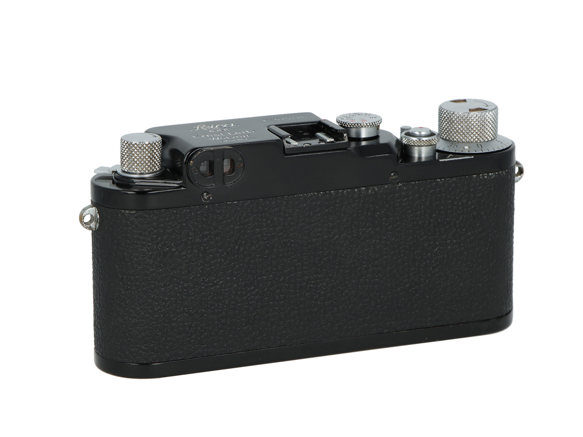 Leica IIIC ridipinta di nero + Elmar 50mm 3,5 argento (10064) Leica IIIC ridipinta di nero + Elmar 50mm 3,5 argento (10064)