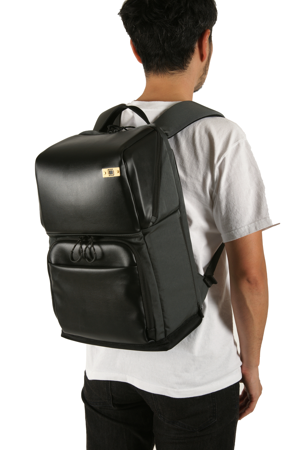 Artisan&Artist PVC leather/Nylon backpack ACAM BS0001 BKGY