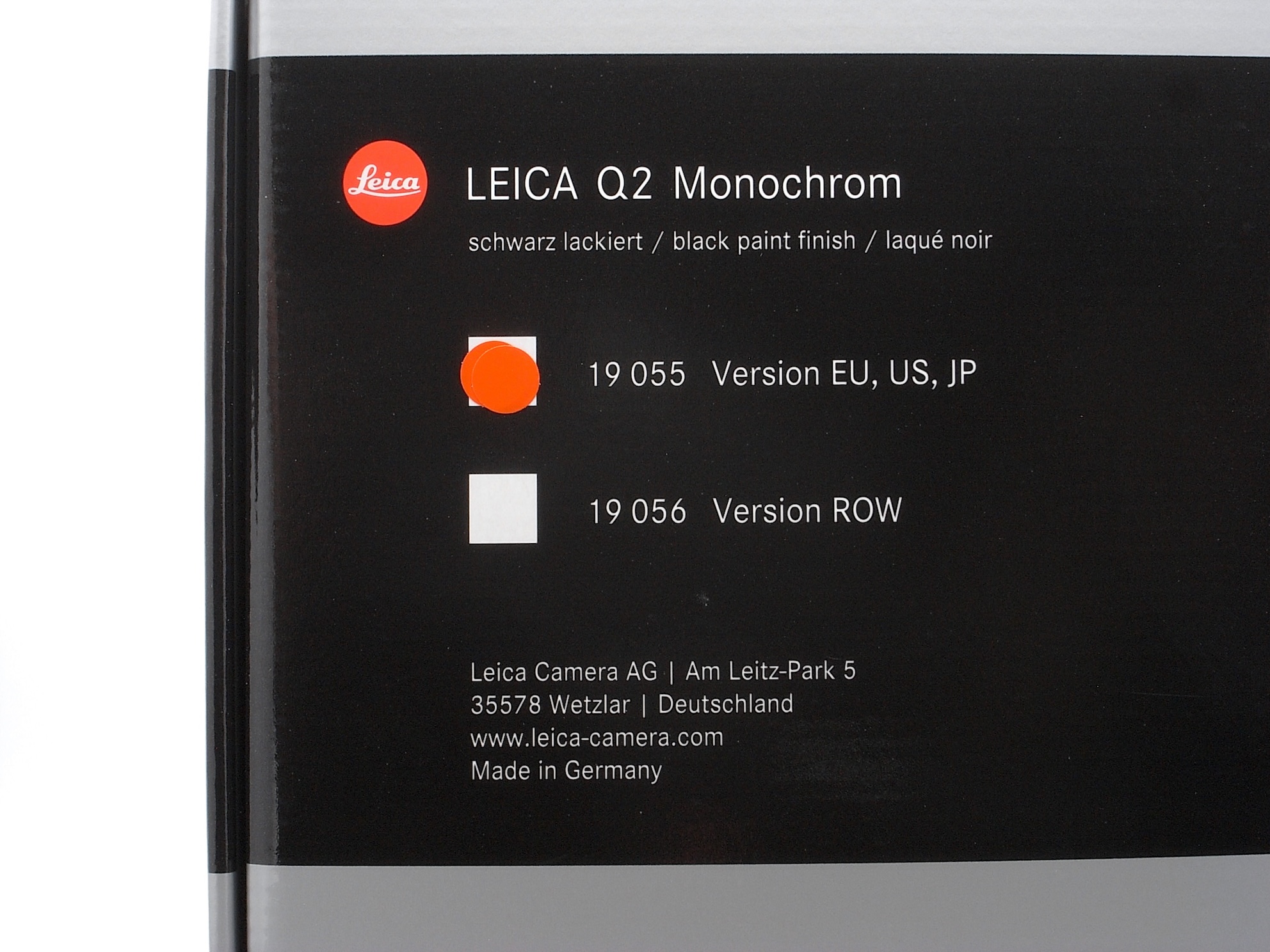 Leica Q2 Monochrom schwarz, Vers. EU/US/JP