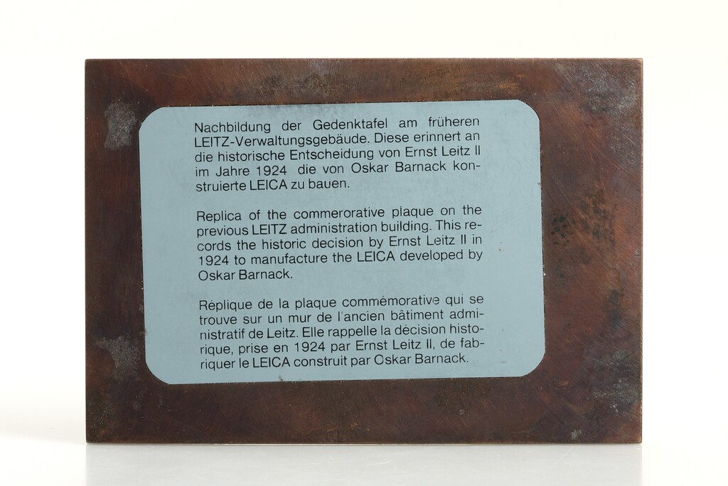 Leitz Commemorative Plaque Leitz Commemorative Plaque