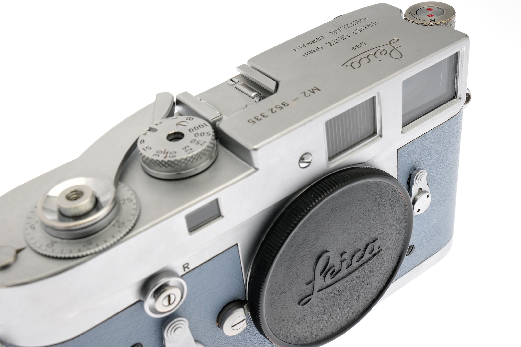 Leica M2 silbern verchromt Sonderbelederung Press Button