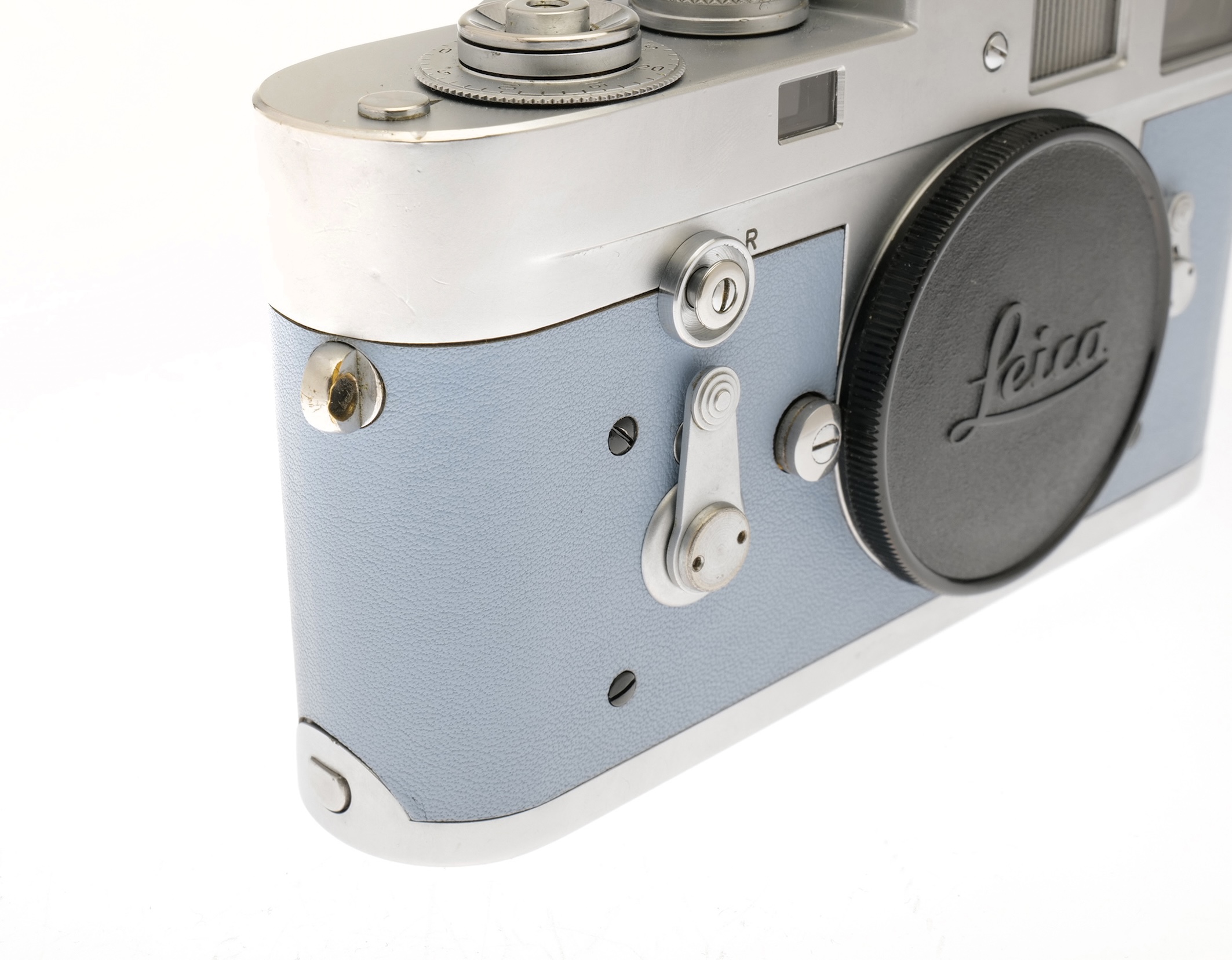 Leica M2 silbern verchromt Sonderbelederung Press Button