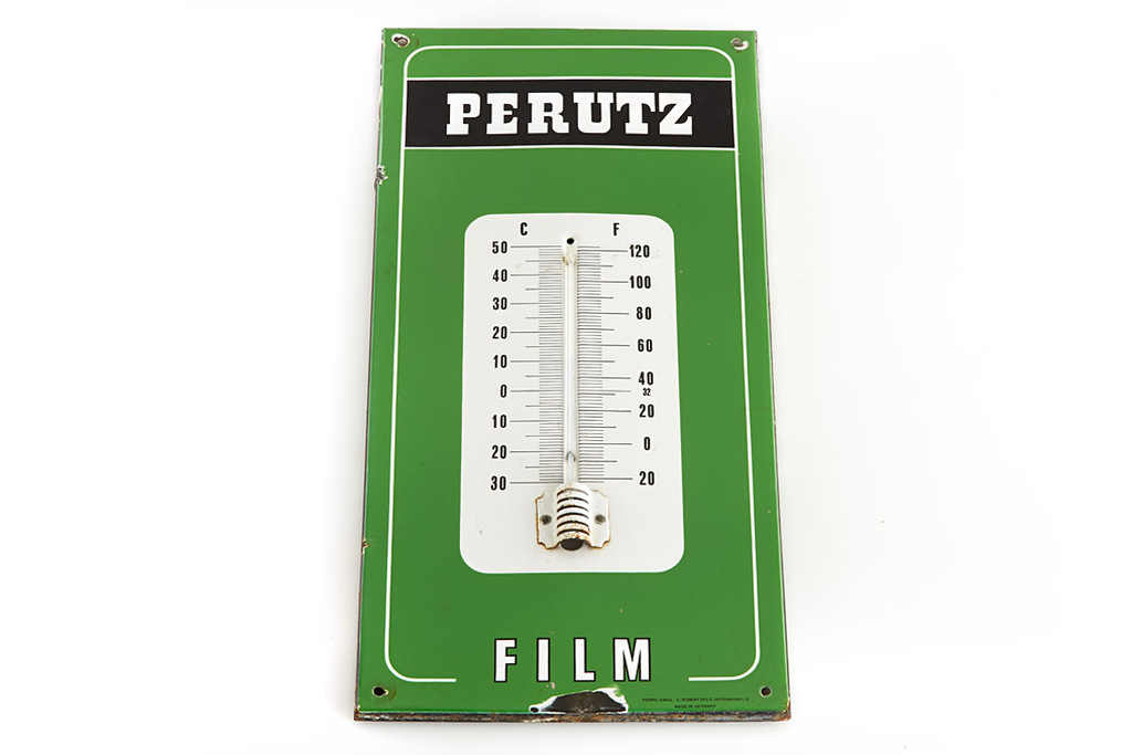 Emailschild Perutz Thermometer