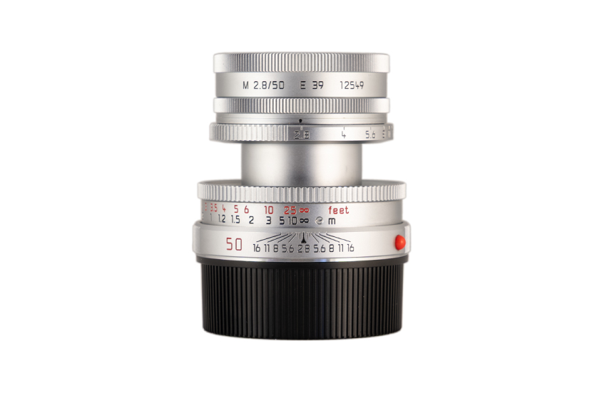 LEICA ELMAR-M 1:2,8/50, silver chrome finish, collapsible DUAL RANGE (V2) 11823