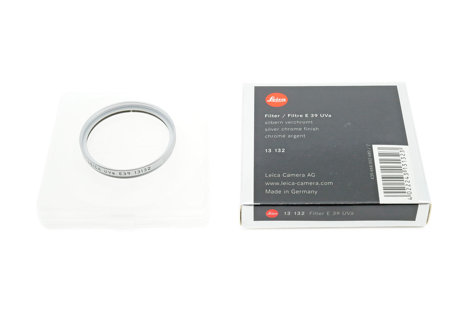 Leica E39 UVa filter, silver chrome (13132)