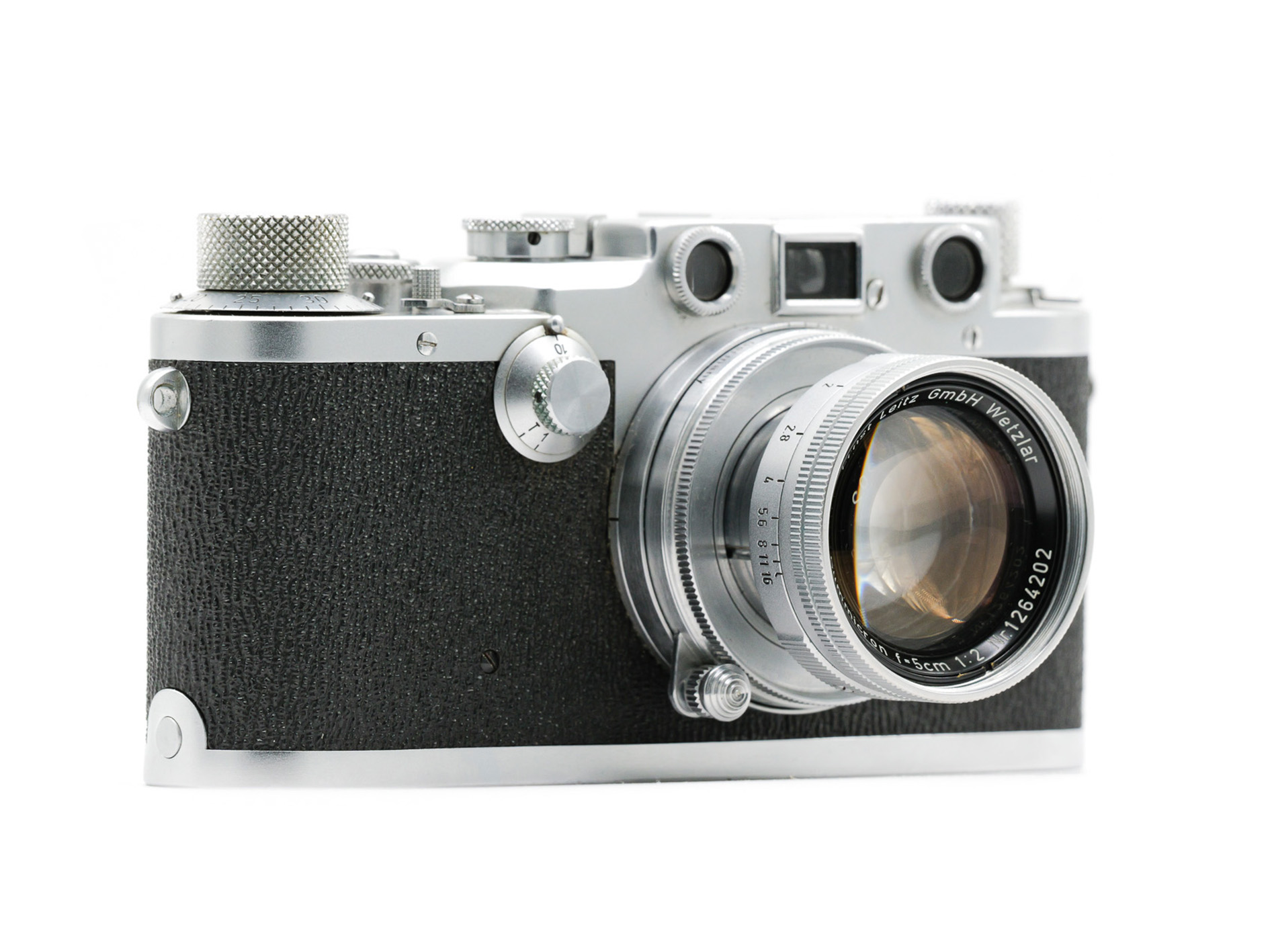 Leica IIIC chrome Shark Skin+ Summicron 50mmm f2 (10064)