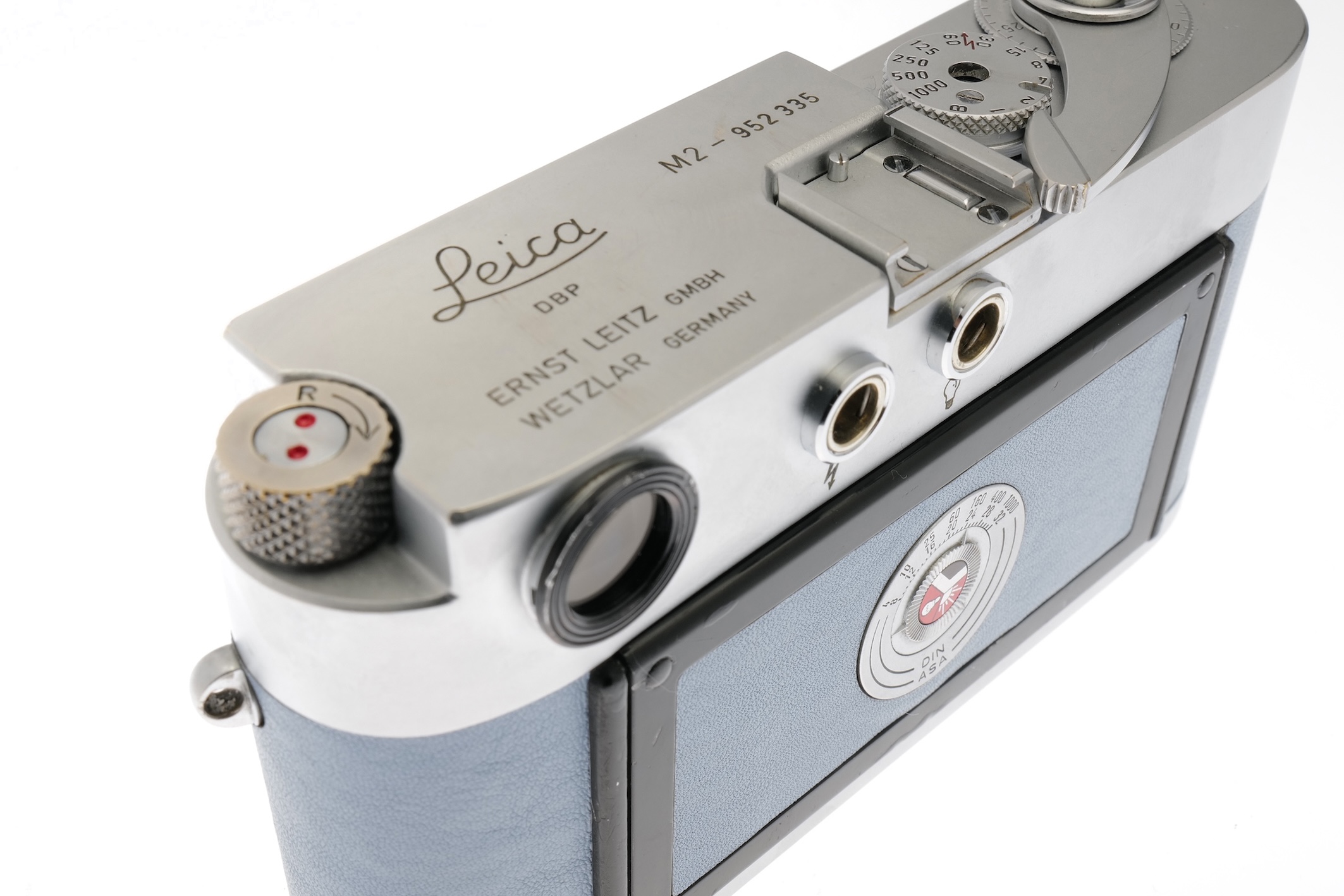 Leica M2 silbern verchromt Sonderbelederung Press Button