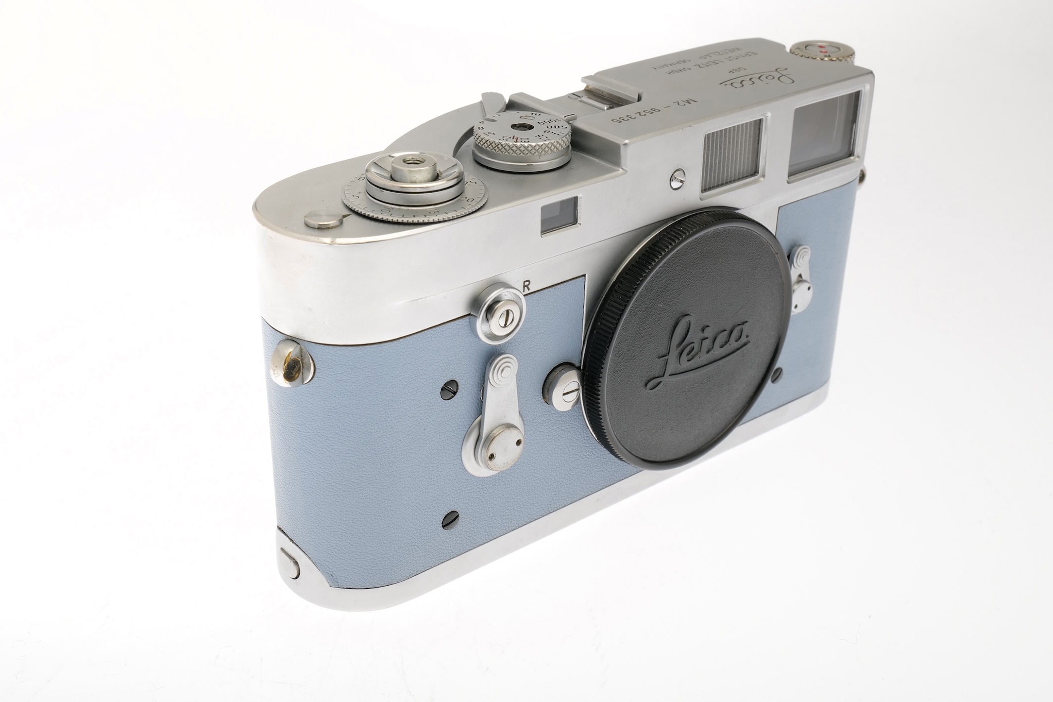 Leica M2 silbern verchromt Sonderbelederung Press Button