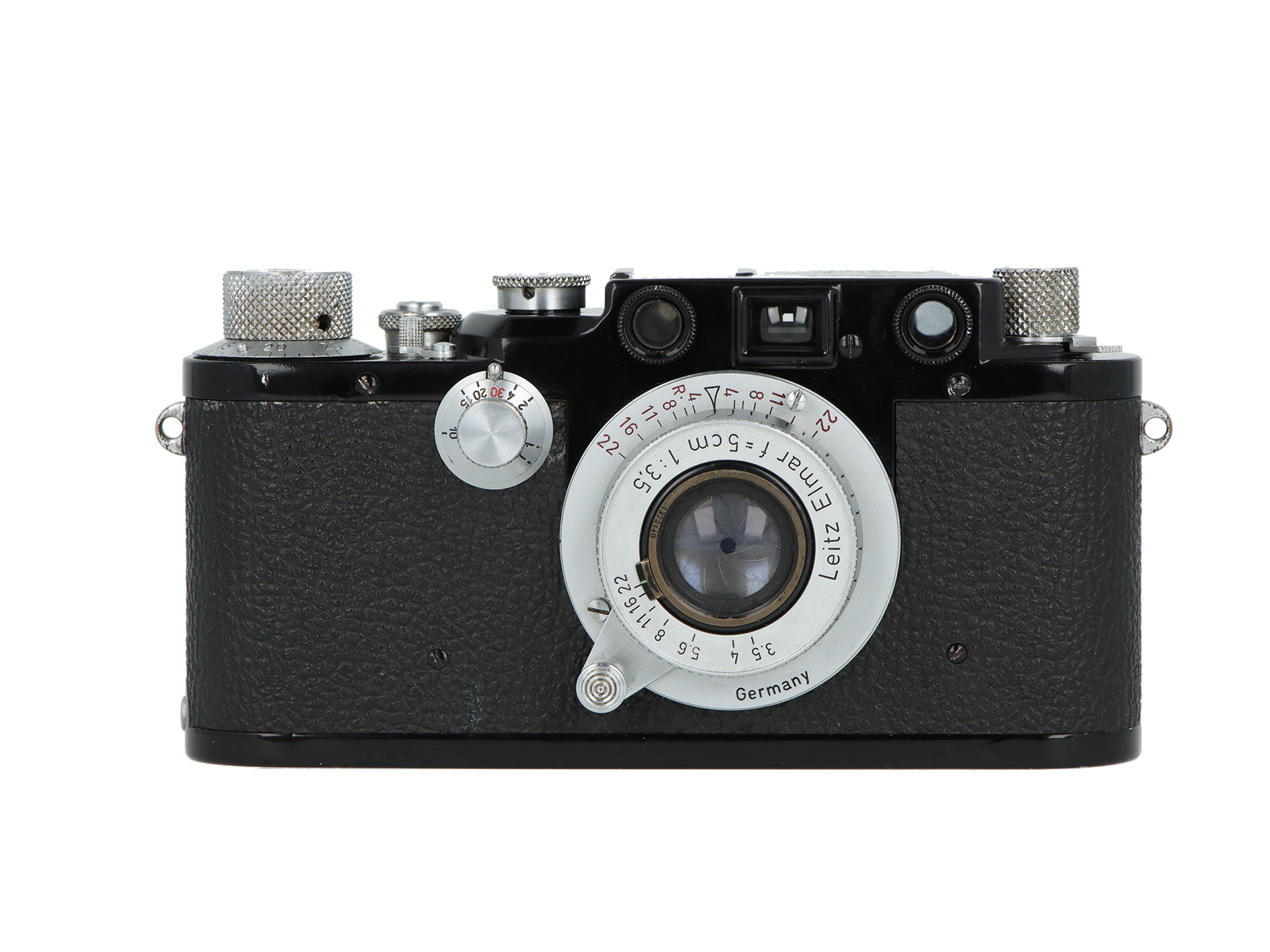 Leica IIIC ridipinta di nero + Elmar 50mm 3,5 argento (10064) Leica IIIC ridipinta di nero + Elmar 50mm 3,5 argento (10064)
